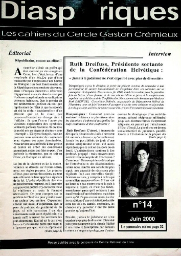 Diasporiques : les cahiers du Cercle Gaston-Crémieux N°14 (Juin 2000)